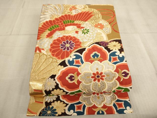 平和屋着物∵子供 六通柄袋帯 鳳凰花文 金銀糸 逸品 AABE2166ja