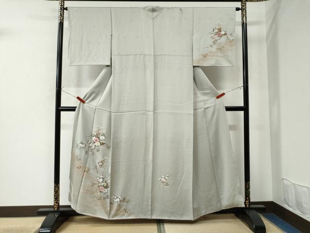 Full-Length Under-Kimono - 平和屋着物●訪問着　立波草花絵巻文　金彩　正絹　逸品　CAAU2642yc