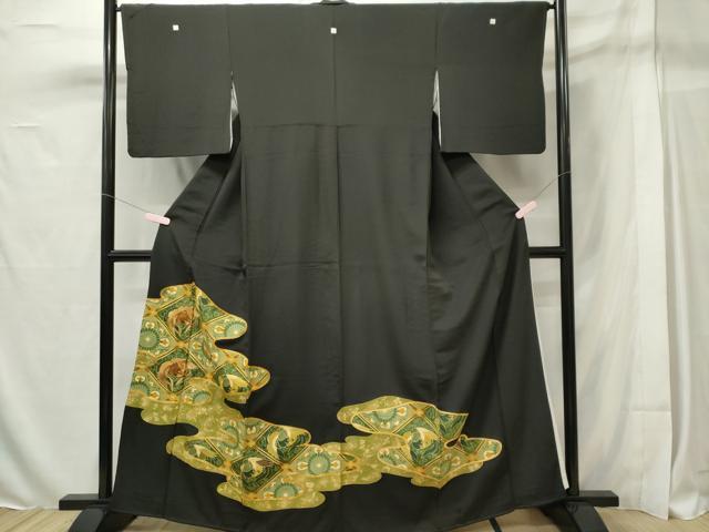 平和屋着物■豪華黒留袖 駒刺繍 鳳凰花文 正絹 逸品 CAAX6455ou