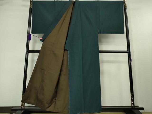 平和屋本店■極上　男性　紬　アンサンブル　長羽織・長襦袢(袷)3点セット　色無地　褐返色　キングサイズ　逸品　未使用　DZAA5375kh5