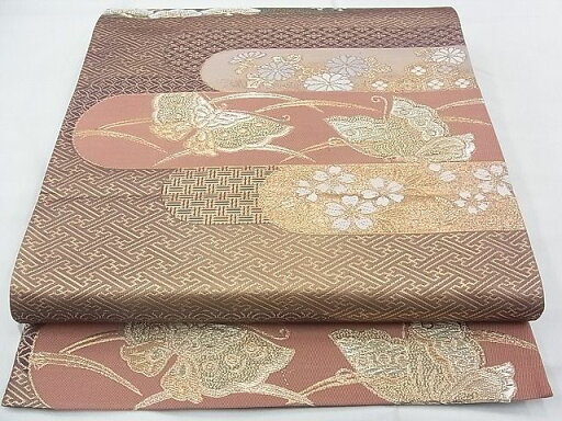 平和屋着物◎六通柄袋帯 唐織 霞取有職文 金糸 逸品 BAAF7503wk 平和屋着物◎六通柄袋帯 唐織 霞取有職文 金糸 逸品 BAAF7503wk