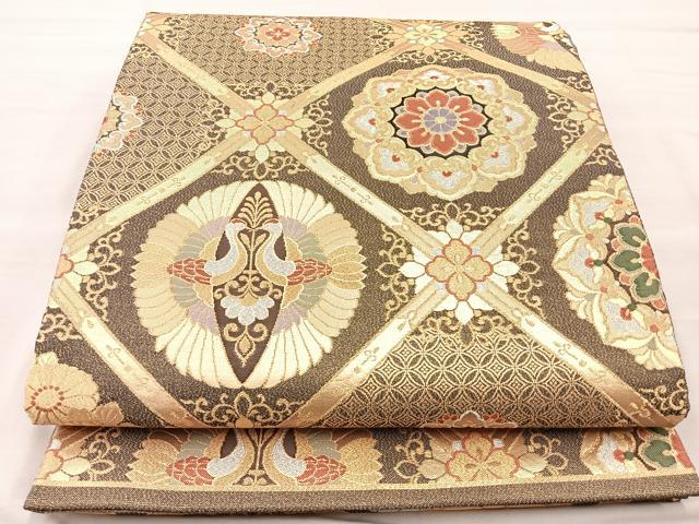 平和屋着物■佐賀錦　六通柄袋帯　名宝御天枠　金銀糸　正絹　逸品　BAAN4902if