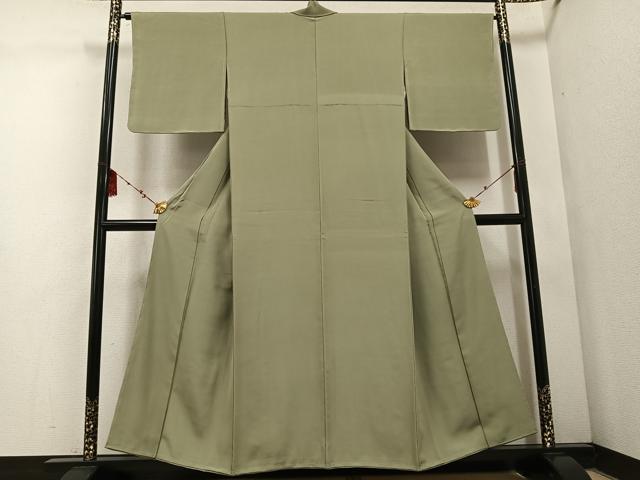 Kimono - 平和屋着物■上質な色無地　黄海松茶色　正絹　逸品　未使用　AABF1732ph