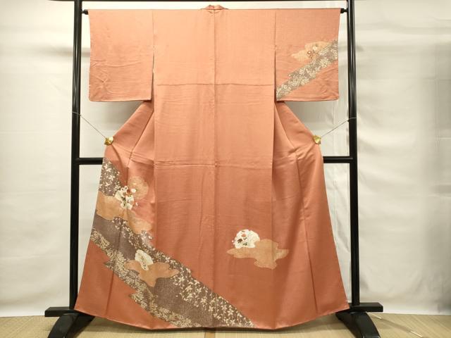 妇女和服 - 平和屋着物■訪問着　駒刺繍　絞り　雪輪草花文　金彩　正絹　逸品　DABG4101qp