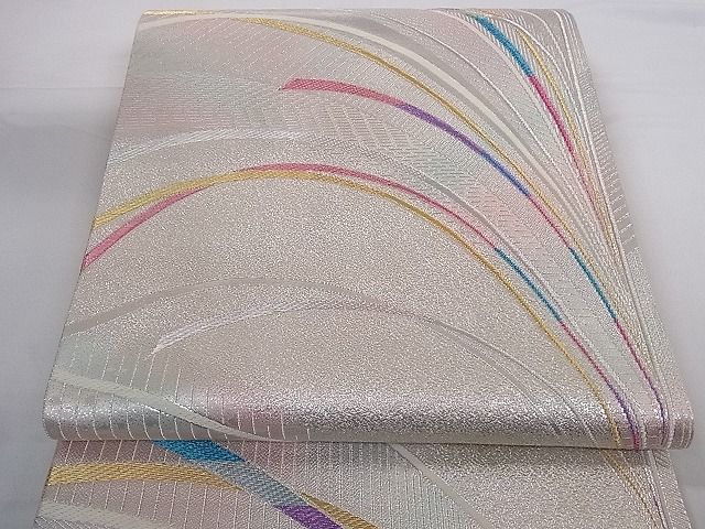 平和屋着物■六通柄袋帯 流線文 金銀糸 逸品 in0001