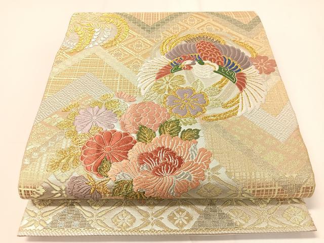 平和屋着物▼六通柄袋帯　唐織　鳳凰花丸吉祥文　金銀糸　正絹　逸品　CAAY0192vp