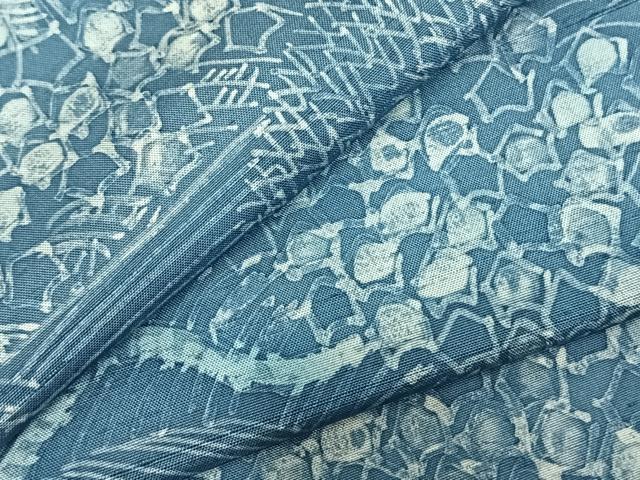 平和屋着物▽本場大島紬　単衣　ろうけつ染め　草花文　正絹　逸品　AABC3945fy