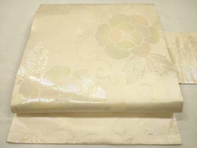 平和屋着物◎九寸名古屋帯　牡丹唐草文　正絹　逸品　DABJ2725ya