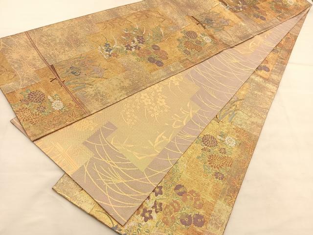 平和屋着物◎佐賀錦　両面　全通柄袋帯　琳派名作撰　金糸　正絹　逸品　BAAU8043hv