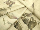 平和屋着物▽訪問着 単衣 生紬 作家物 魚文 蟹 暈し染め 金彩 正絹 逸品 DAAT9368az