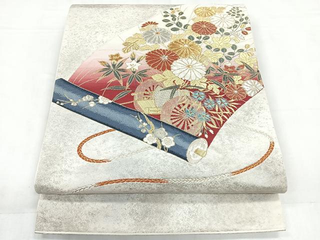Rakuten - 平和屋着物◎太鼓柄袋帯　唐織　絵巻花文　金銀糸　正絹　逸品　CABC1831nb