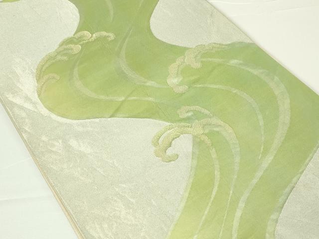 平和屋着物◎六通柄袋帯　立波文　正絹　逸品　DAAT8072qp