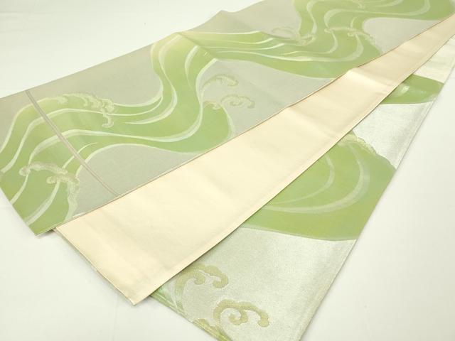 平和屋着物◎六通柄袋帯　立波文　正絹　逸品　DAAT8072qp