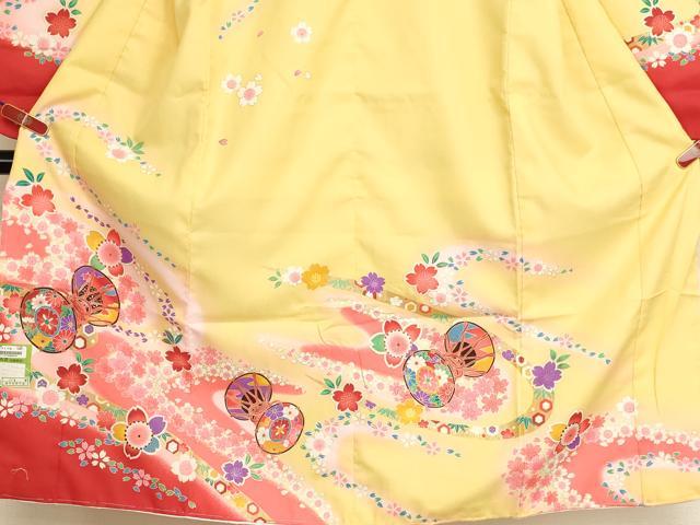 平和屋着物[]七五三　女の子　7歳　祝着　四つ身　桜鼓文　暈し染め　金彩　未使用...
