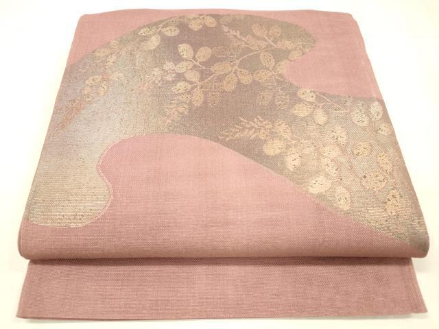 平和屋着物＊夏物 太鼓柄 本袋帯 草葉文 金糸 正絹 逸品 DABC8688cm