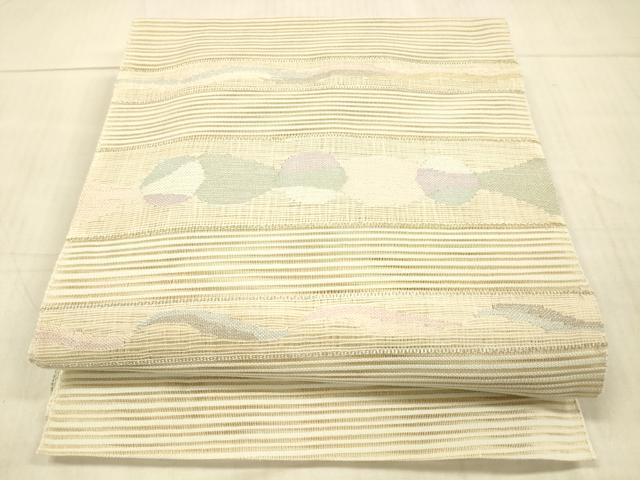 平和屋着物＊夏物　絽綴れ　八寸名古屋帯　抽象文様　金銀糸　正絹　逸品　DAAW4068cm