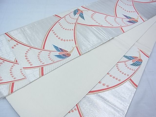 平和屋着物◎六通柄袋帯　唐織　孔雀　金銀糸　逸品　BAAF0902ow