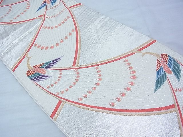 平和屋着物◎六通柄袋帯　唐織　孔雀　金銀糸　逸品　BAAF0902ow