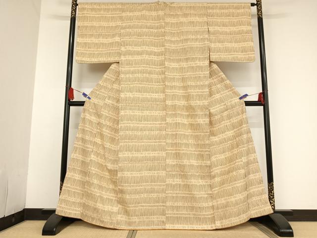 平和屋着物●上質な紬　縞　正絹　逸品　AAAU0157np