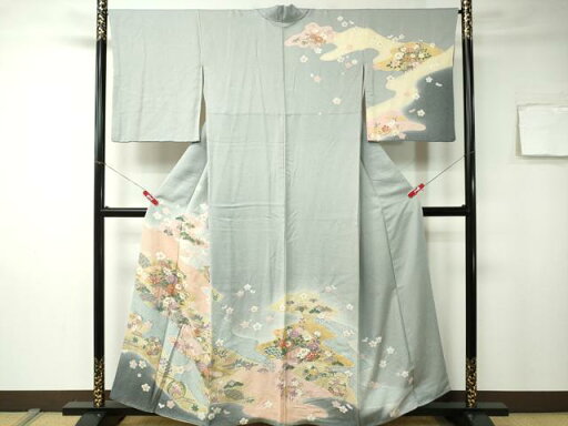 平和屋着物■訪問着 絞り 道長吉祥草花文 暈し染め 金彩 正絹 逸品 CAAK8277ev 平和屋着物■訪問着 絞り 道長吉祥草花文 暈し染め 金彩 正絹 逸品 CAAK8277ev
