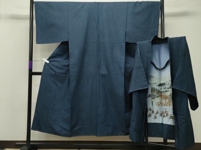 平和屋着物●男性　紬　アンサンブル　霞文　正絹　逸品　未使用　CABD8809gh