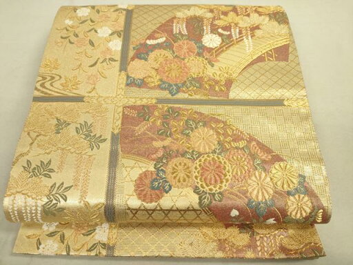 平和屋着物●六通柄袋帯 蒔絵天井文 金糸 金通箔 逸品 DAAJ3779jm 平和屋着物●六通柄袋帯 蒔絵天井文 金糸 金通箔 逸品 DAAJ3779jm