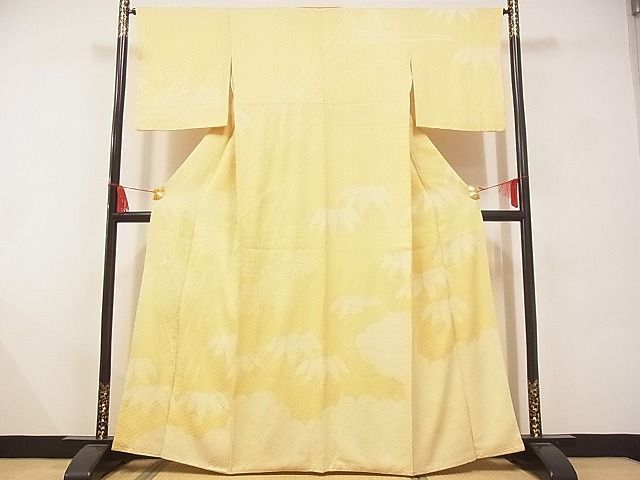 平和屋-こころ店■訪問着　絞り　杜若　笹の葉　正絹　逸品　AAAI1845Ata