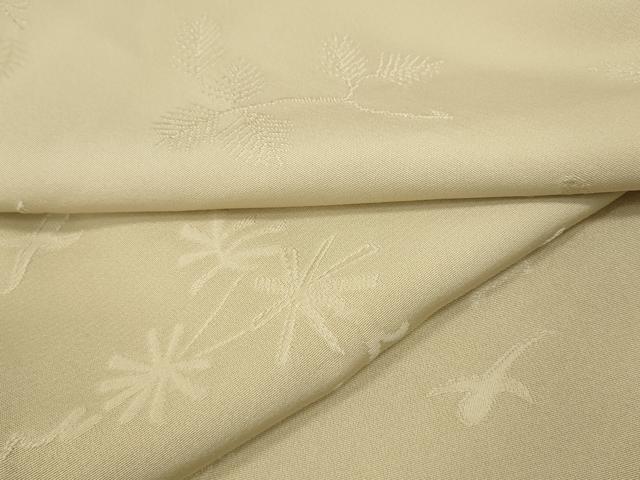 Kimono - 平和屋着物●上質な色無地　草花地紋　練色　正絹　逸品　CABF3385ut