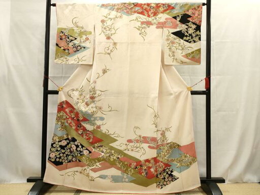 平和屋着物■訪問着 変わり松皮菱草花文 金彩 正絹 逸品 AAAV6366ru 平和屋着物■訪問着 変わり松皮菱草花文 金彩 正絹 逸品 AAAV6366ru