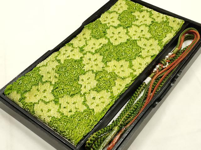 Other - 平和屋本店●和装小物　帯締め・帯揚げセット　振袖用　総絞り　花尽くし　パール　ラインストーン　金糸　逸品　未使用　AABG0786ay