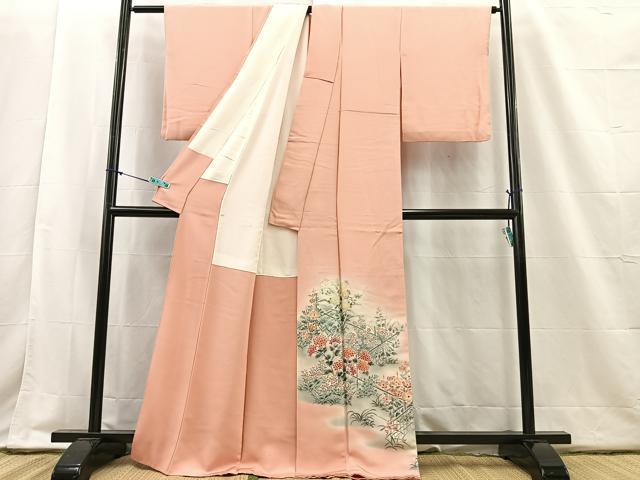 平和屋着物■豪華色留袖　地紋起こし　竹垣草花文　暈し染め　正絹　逸品　BAAO6104ow