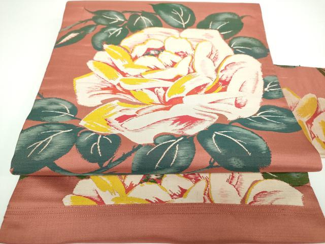 平和屋着物●アンティーク　大正ロマン　九寸名古屋帯　枝花文　正絹　逸品　DAAV6808ps