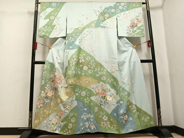 乐天商城 - 平和屋着物●訪問着　草花文　金彩　正絹　逸品　AABG4096ph