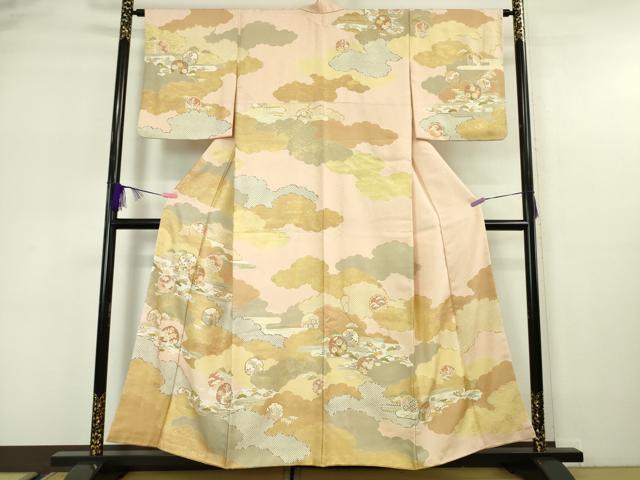 平和屋本店■極上　染匠　久保耕　訪問着　雪輪吉祥花文　金彩　反端付き　逸品　DZAA5599kh5