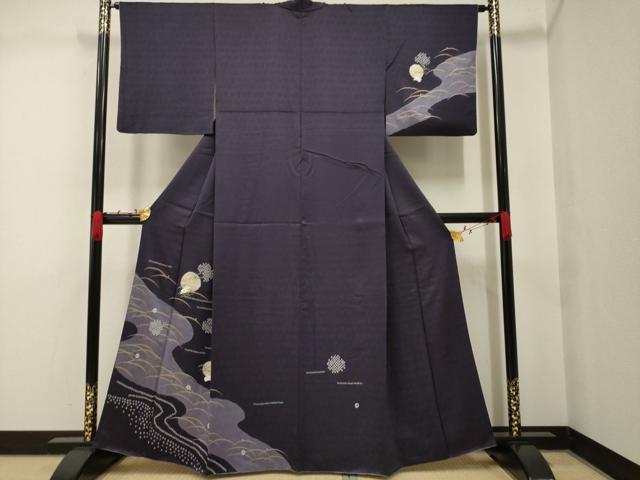 平和屋着物▼訪問着　絞り　刺繍　雪輪露芝兎文　暈し染　金糸　正絹　逸品　AAAV3625ck