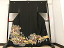 平和屋着物■豪華黒留袖 御所車人物草花文 金彩 正絹 逸品 AAAX3551ph