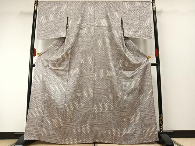 平和屋着物▽上質な小紋　単衣　切嵌文　正絹　逸品　未使用　AABE5651fy