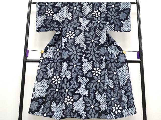 平和屋本店■極上　夏物　浴衣　有松鳴海絞り　草花文　綿　逸品　CYAA2147s5