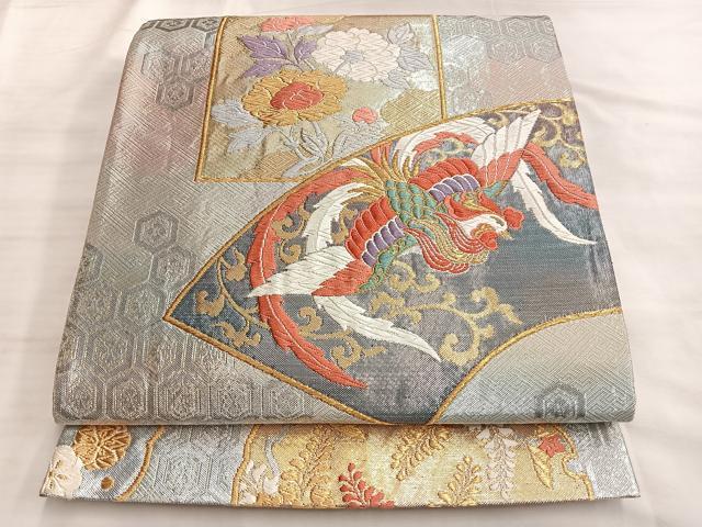 Other - 平和屋着物●西陣　野々村織物謹製　佐賀錦　六通柄袋帯　唐織　鳳凰地紙花唐草文　金銀糸　正絹　逸品　BAAK1108du