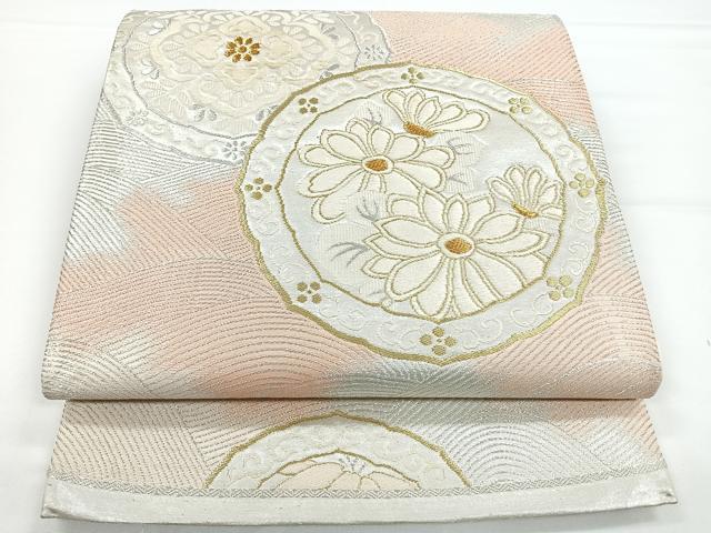 平和屋着物◎六通柄袋帯　絵皿舞花文　金銀糸　正絹　逸品　CAAY5470nb
