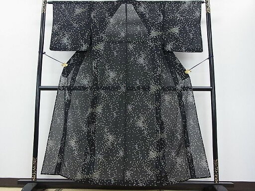 平和屋着物■夏物 小紋 絽 舞蝶文 黒地 洗える着物 DAAE3442fe 平和屋着物■夏物 小紋 絽 舞蝶文 黒地 洗える着物 DAAE3442fe