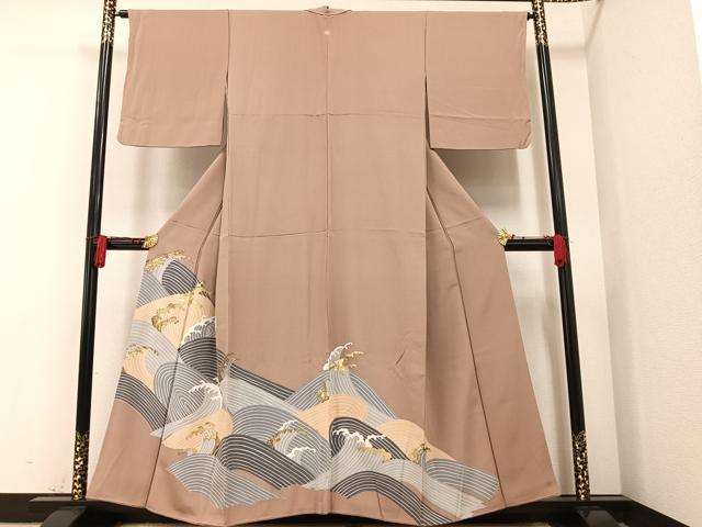 平和屋着物■豪華色留袖 立波文 金彩 正絹 逸品 AAAS4244ph
