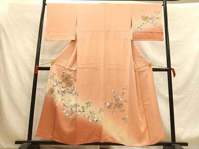 平和屋着物■訪問着 中国三大刺繍 スワトウ刺繍 汕頭刺繍 雪輪花鳥文 暈し染め 正絹 逸品 AABB1721mf