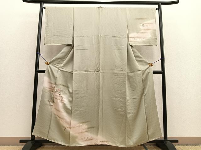 平和屋着物■訪問着 刺繍 流水花文 暈し染め 金糸 正絹 逸品 BAAO5564ui
