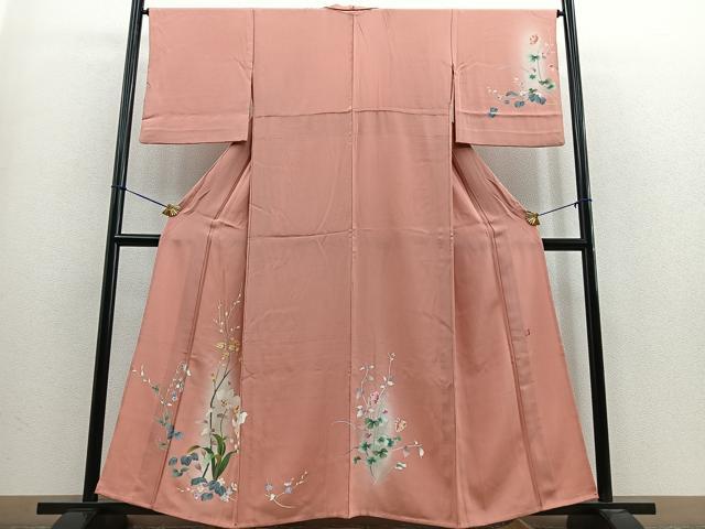 平和屋着物▽訪問着 単衣 作家物 枝花文 暈し染め 正絹 逸品 BAAS9342ow