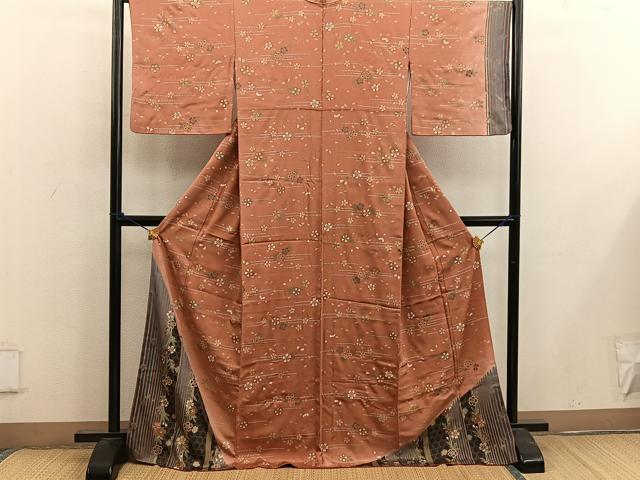 Rakuten - 平和屋着物■訪問着 舞桜文 金彩 正絹 逸品 BAAX0221mz