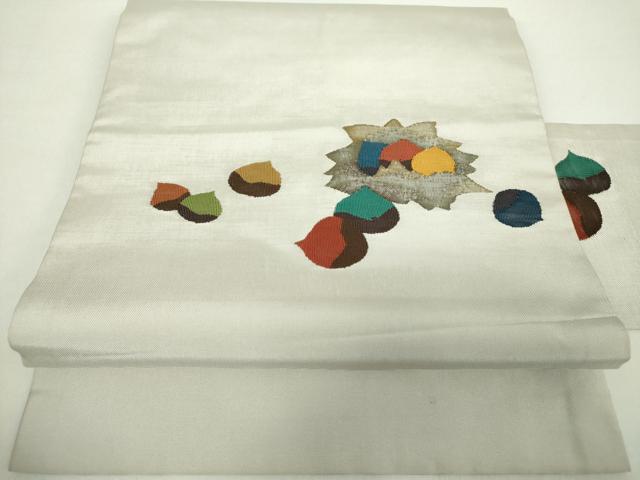 平和屋着物●九寸名古屋帯 成り物 栗 正絹 逸品 DAAZ0153ps