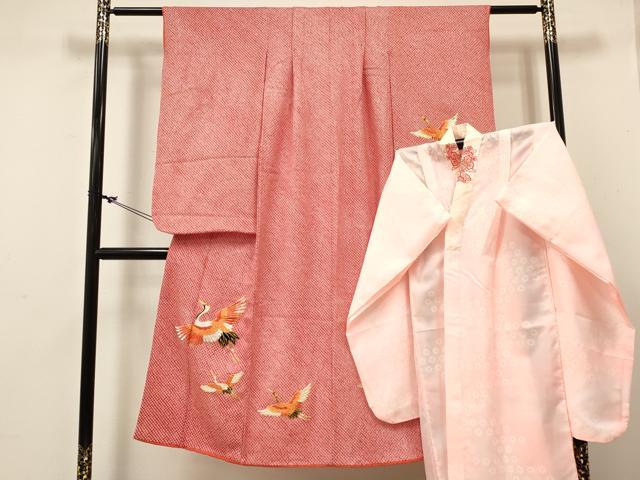 平和屋着物[]七五三　女の子　7歳　祝着　四つ身　襦袢(無双仕立て・半衿刺繍)セッ...