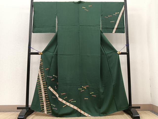 平和屋着物■訪問着 刺繍 こぼれ松文 金彩 正絹 逸品 BAAQ5714yc