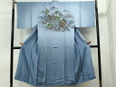 平和屋着物■男性 長襦袢 袷 手描き 遠山樹林風景文 金彩 正絹 逸品 未使用 CAAS6666yc